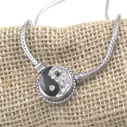 gothic-inspired tiger claw necklace-Buffed chain necklace-Yin Yang Crystal  Pendant Necklace