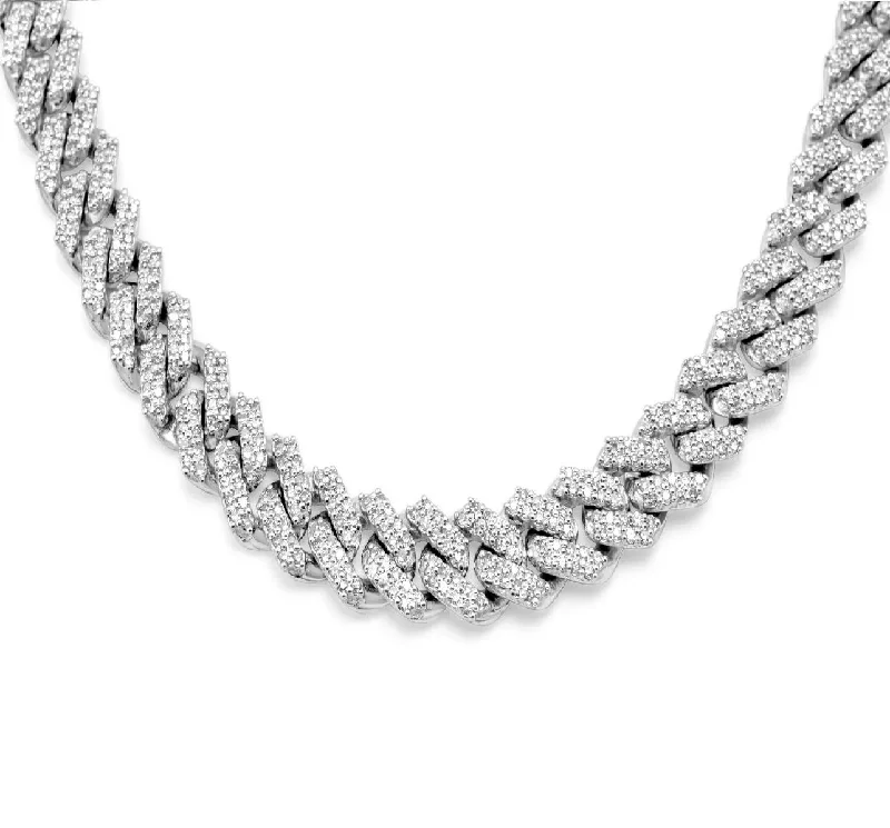 bohemian summit ridge necklace-Arcing chain necklace-Moissanite 20mm Cuban Chain Necklace