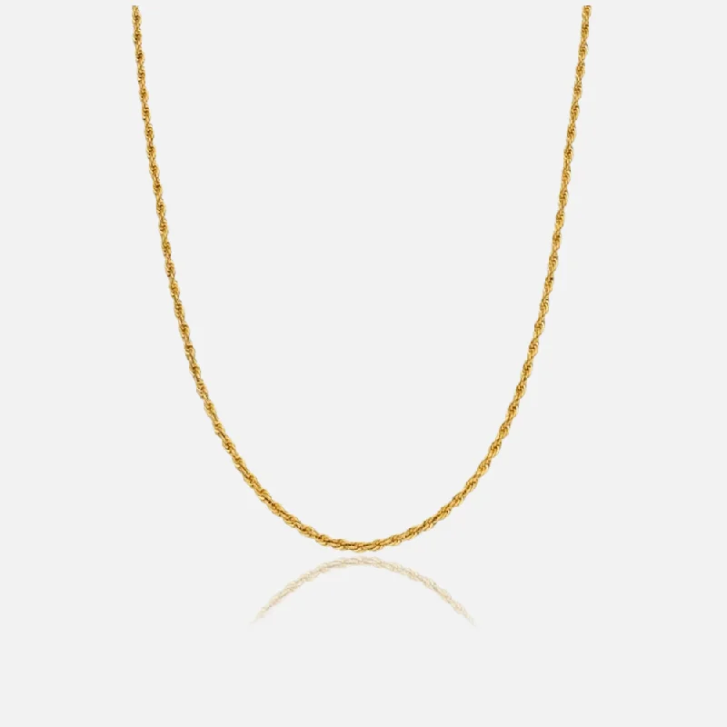 modern sleek peak summit necklace-Coarse texture necklace-3MM ROPE CHAIN - GOLD