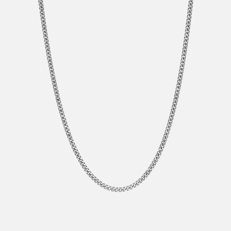 modern sleek stellar necklace-Meadow grass necklace-3MM CUBAN CHAIN - WHITE GOLD