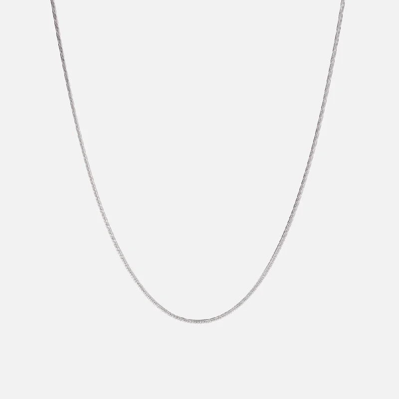 luxurious radiant-cut pendant necklace-Enamel chain necklace-3MM SNAKE CHAIN - WHITE GOLD