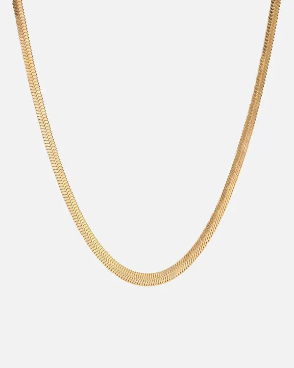 inscribed unity chain necklace-Clamped design necklace-4MM HERRINGBONE CHAIN - GOLD