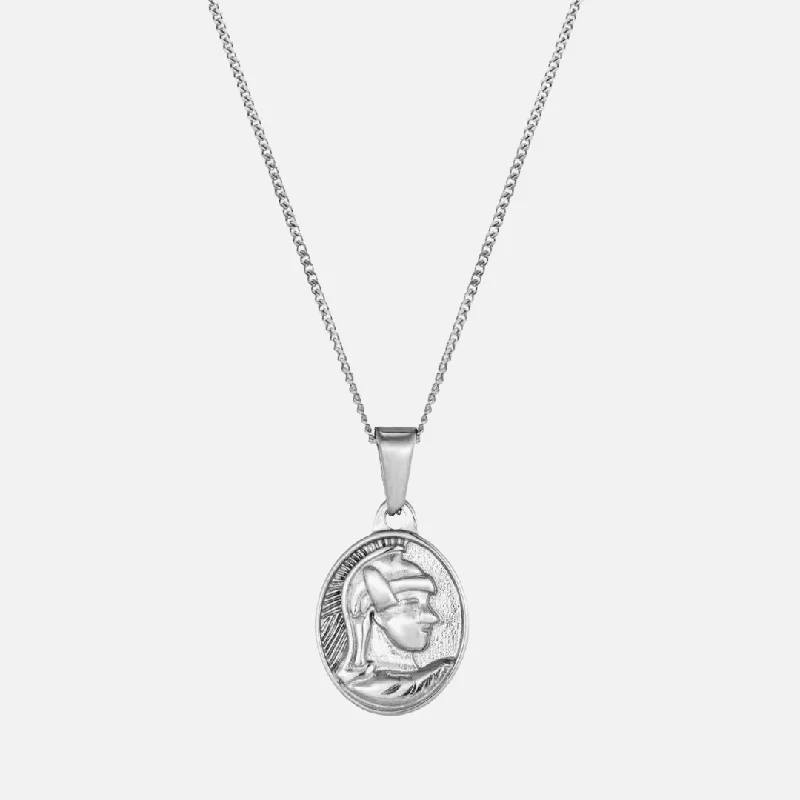 artisan-crafted silver necklace-Faint color necklace-"CENTURION" PENDANT - WHITE GOLD