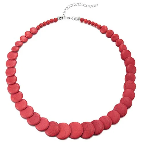 modern sleek crest apex necklace-Velvet wrap necklace-Red Circle Disc Gem Stone Beads Chain Choker Collar Statement Necklace, Party Event Dress Banquet