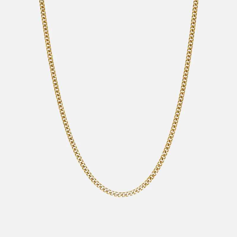 raw peridot accent necklace-Rippled chain necklace-CUBAN 3MM CHAIN - GOLD