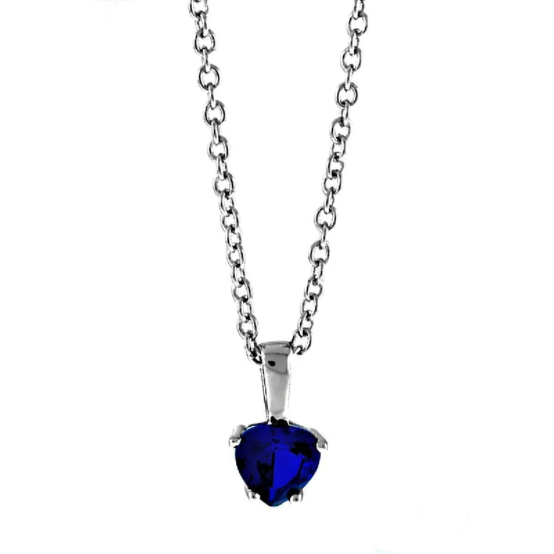 adjustable crest summit necklace-Spruce needle necklace-Jacinda: 0.75ct Heart Cut created Blue Sapphire Silver Chain Pendant