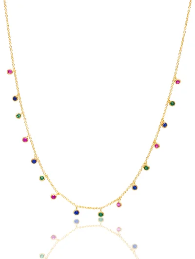 art deco jade necklace-Dual alloy necklace-MULTICOLOR BEZEL CHARM NECKLACE