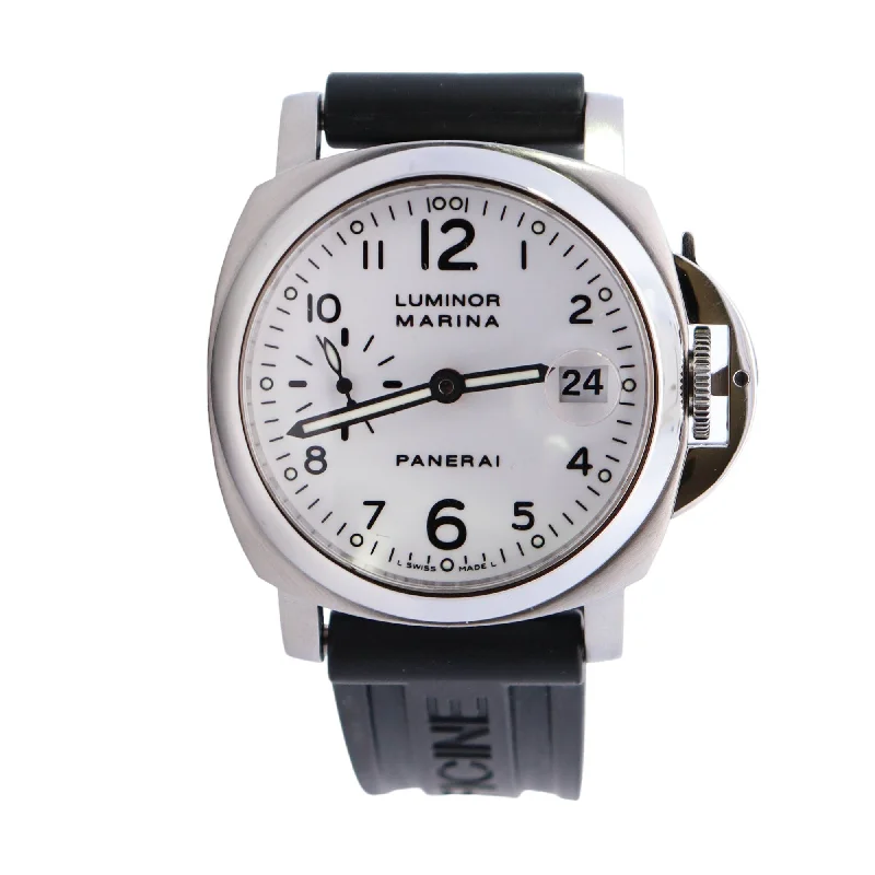 artisan-crafted silver necklace-Faint color necklace-Panerai Luminor 44mm White Dial Watch Ref# PAM00523