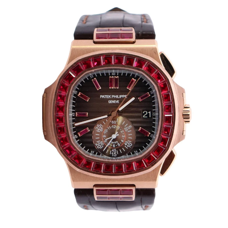 bold ruby summit apex necklace-Cilantro sprig necklace-Patek Philippe Nautilus 40.5mm Brown Dial Watch Ref# 5980R-010