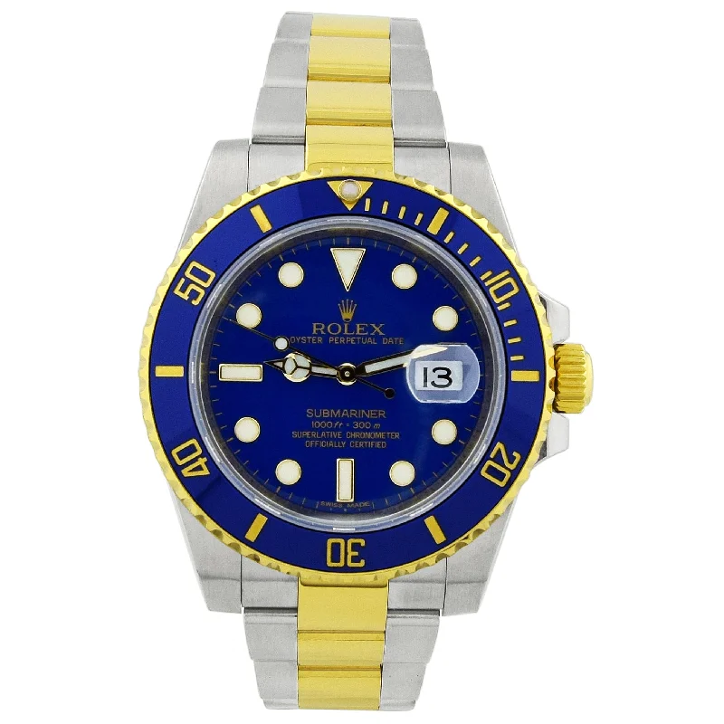 matte gold spiral necklace-Eleven-drop necklace-Rolex Submariner 40mm Blue Dial Ref# 116613LB