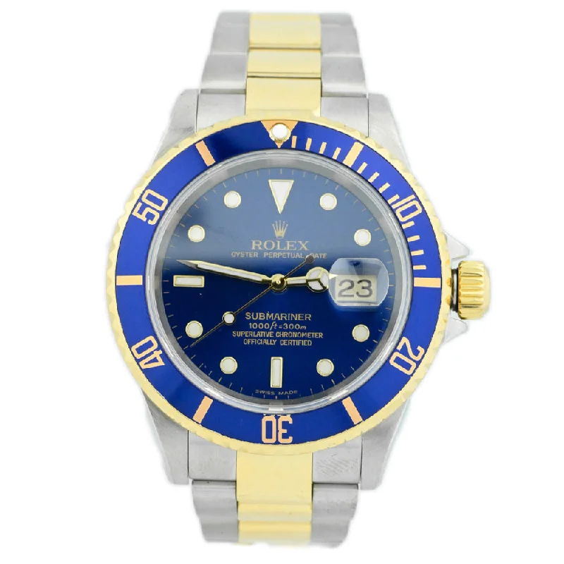 modern layered turquoise necklace-Corded stripe necklace-Rolex Submariner 40mm Blue Dial Watch Ref# 16613LB