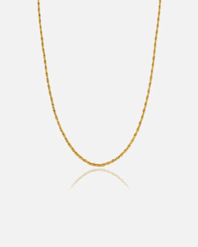 modern arched chain necklace-Shale shard necklace-ROPE CHAIN 3MM - Solid Gold