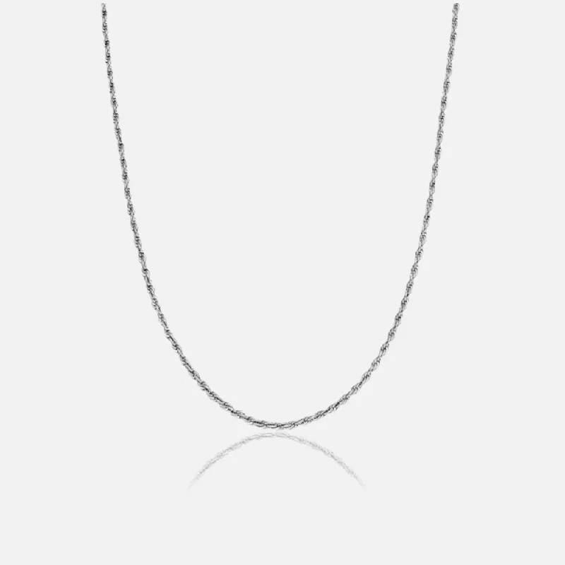 inscribed ancestry chain necklace-Violet fluorite necklace-ROPE 3MM CHAIN - WHITE GOLD