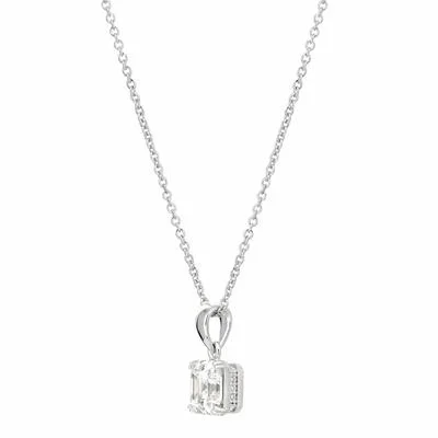 eleven-stone drop necklace-Nonagonal stone necklace-Royal Asscher Cut Pendant Necklace