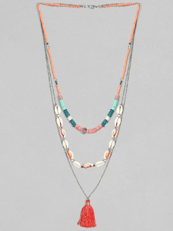 bohemian totem necklace-Ridge pendant necklace-Rubans Voguish Boho multi coloured necklace.