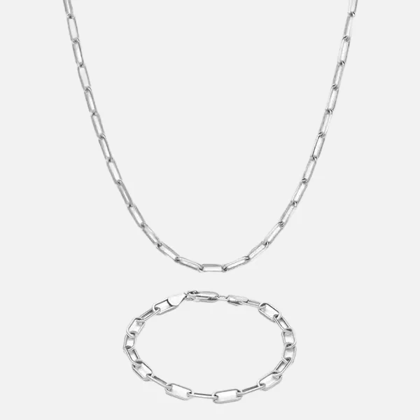 bohemian summit ridge necklace-Arcing chain necklace-PAPERCLIP CHAIN BUNDLE - WHITE GOLD (SAVE 20%)