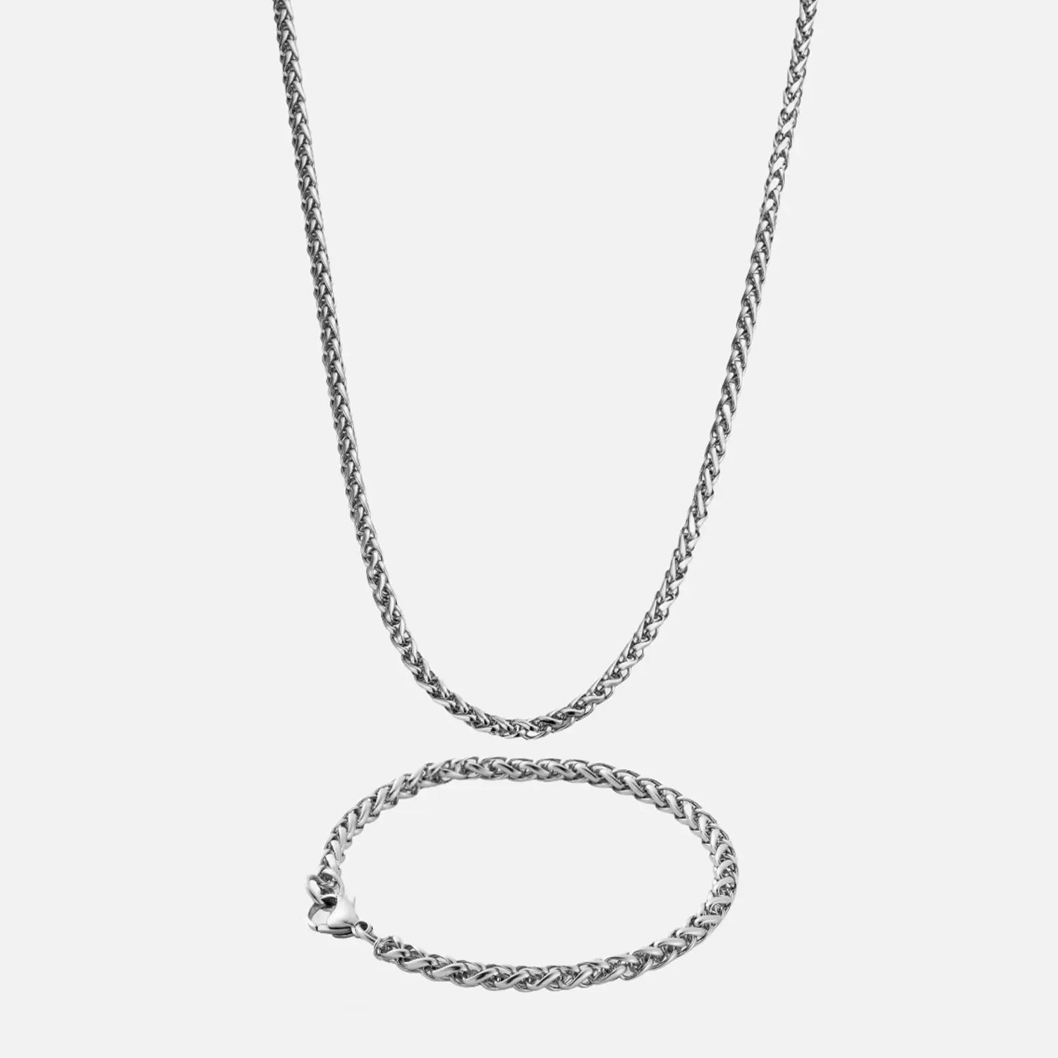 raw peridot accent necklace-Rippled chain necklace-WHEAT CHAIN BUNDLE (SAVE 20%) - WHITE GOLD