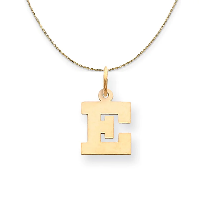 14k Yellow Gold, Amanda, Sm Block Initial E Necklace