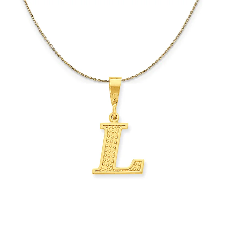 tarnished silver pendant necklace-High bezel necklace-14k Yellow Gold, Ashley, Initial L Necklace