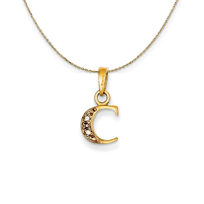 14k Yellow Gold Chloe Mini Diamond Accent initial C Necklace