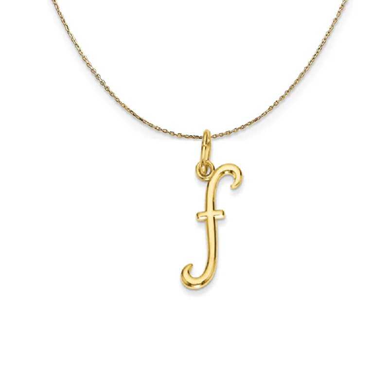 14k Yellow Gold, Claire Mini Lower Case Initial F Necklace