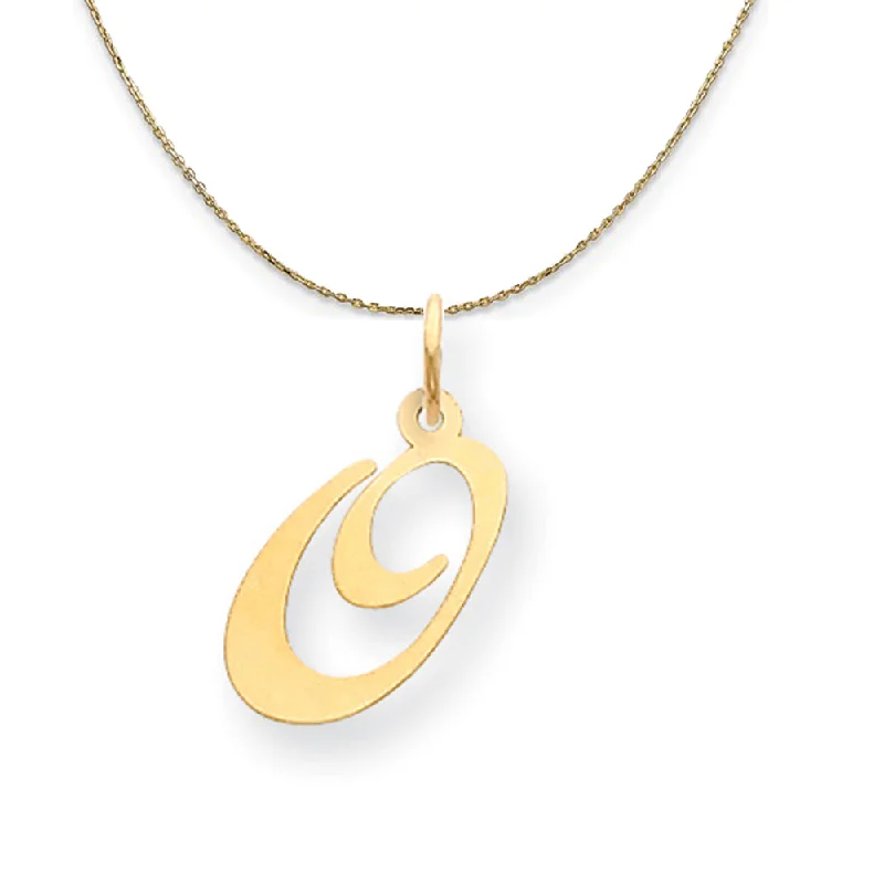 14k Yellow Gold, Ella Med Fancy Script Initial O Necklace