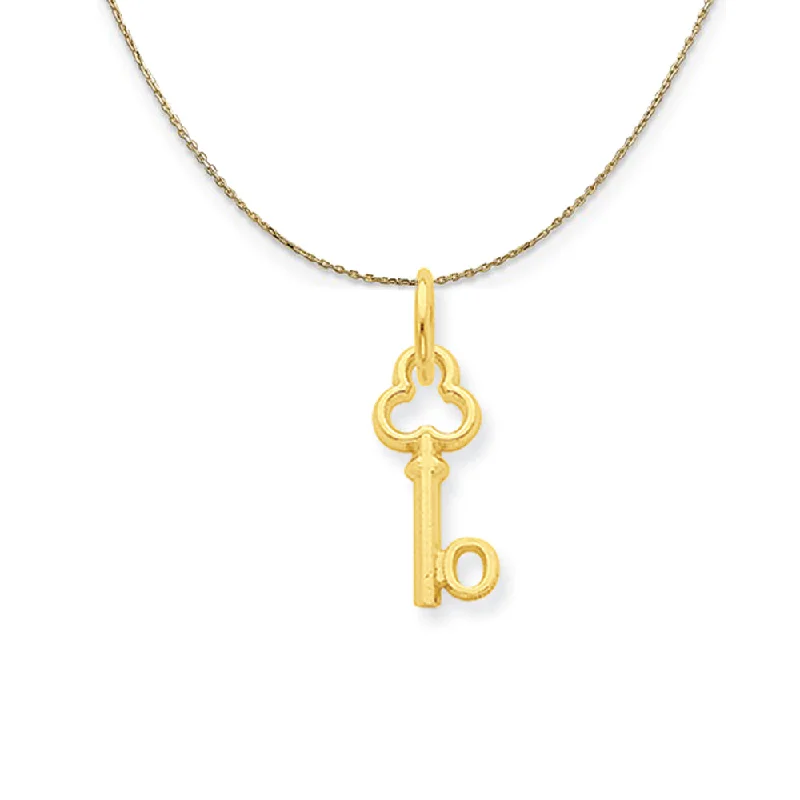 14k Yellow Gold Hannah Mini Initial O Shamrock Key Necklace