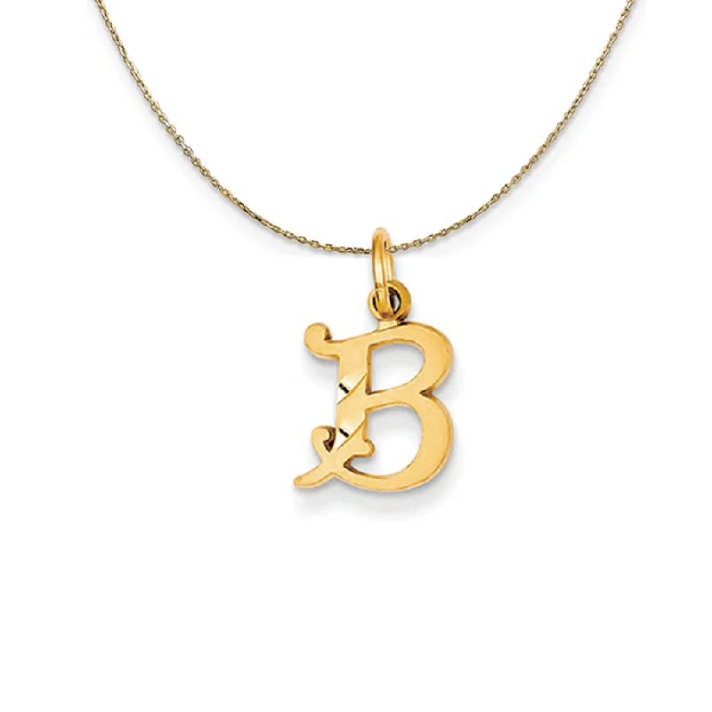 14k Yellow Gold, Isabelle, Mini Letter B Initial Necklace