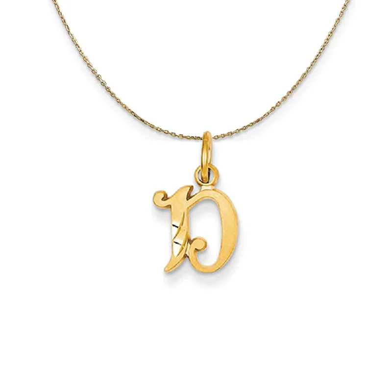 14k Yellow Gold, Isabelle, Mini Letter D Initial Necklace