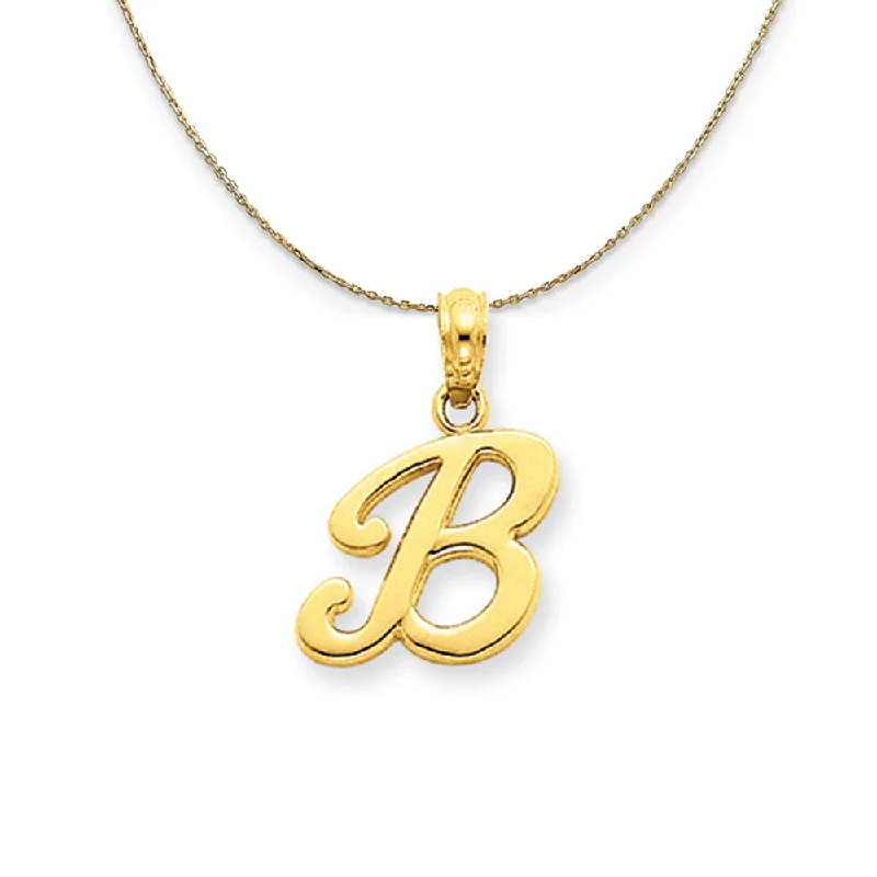 14k Yellow Gold, Mimi, Sm Script Initial B Necklace