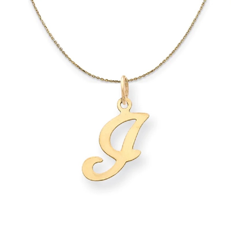 bohemian totem necklace-Ridge pendant necklace-14k Yellow Gold, Sophia, Sm Script Initial I Necklace