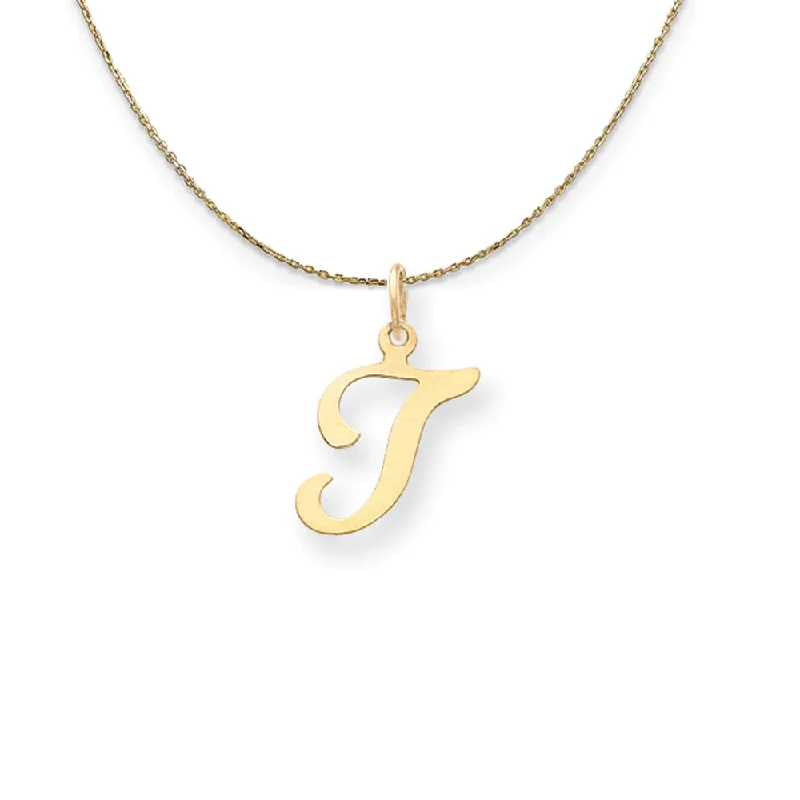 14k Yellow Gold, Sophia, Sm Script Initial T Necklace