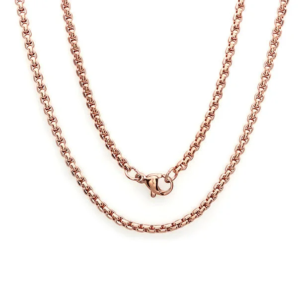 18KT Rose Gold Plated 3.5mm Rolo Chain Necklace in 18"