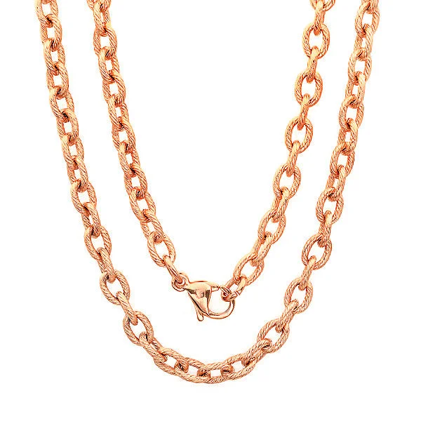 tarnished silver pendant necklace-High bezel necklace-18kt Rose Gold Plated Stainless Steel Chain Necklace