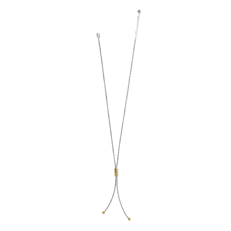 tarnished silver pendant necklace-High bezel necklace-Interlok Twist Two Tone Lariat Necklace