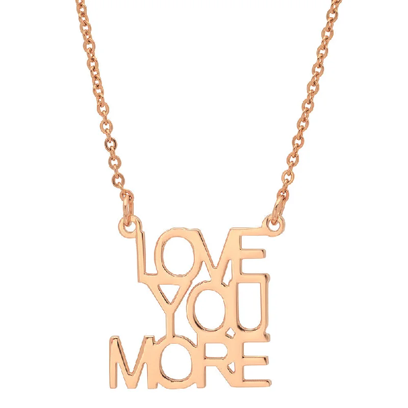 matte gold layer necklace-Eroded chain necklace-Ladies 18kt Rose Gold Plated Stainless Steel LOVE Necklace