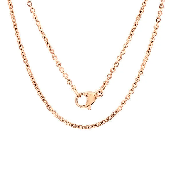 inscribed tradition pendant necklace-Bamboo chain necklace-Ladies 18kt Rose Gold Plated Stainless Steel Necklace 16"