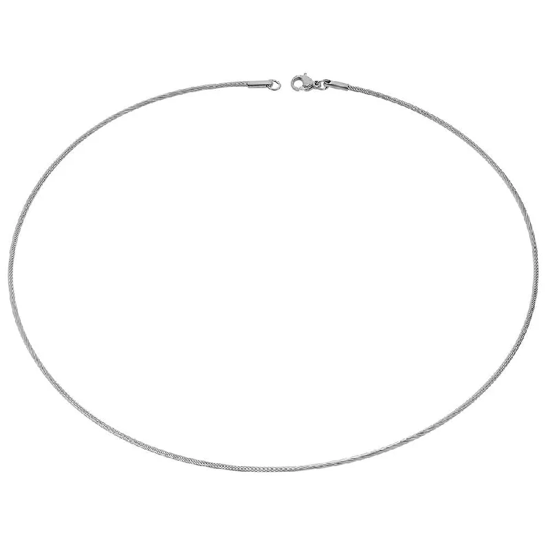 minimalist ridge apex necklace-Charcoal pearl necklace-Ladies Stainless Steel 17" Necklace