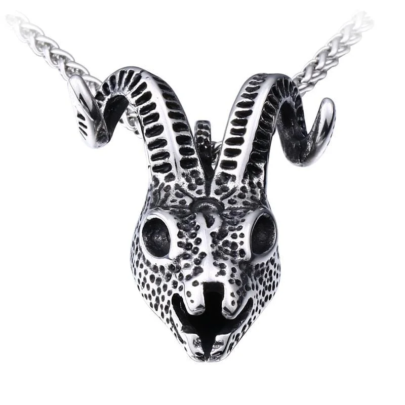 adjustable branch crest necklace-Curled alloy necklace-Men's Gothic Punk Antelope Skull Necklace