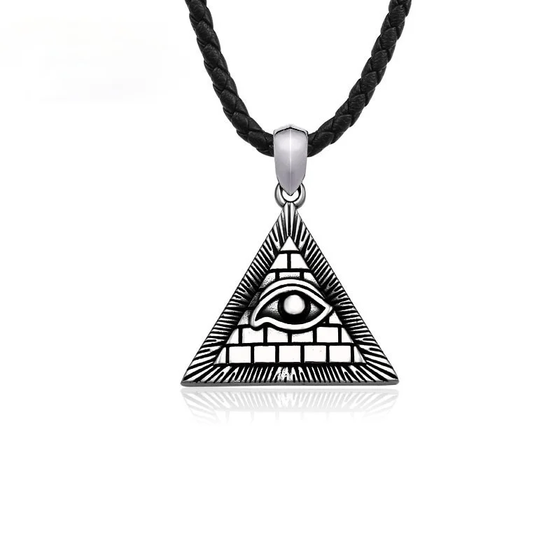 bold ruby summit apex necklace-Cilantro sprig necklace-Men's Punk Demon Eye Triangle Necklace