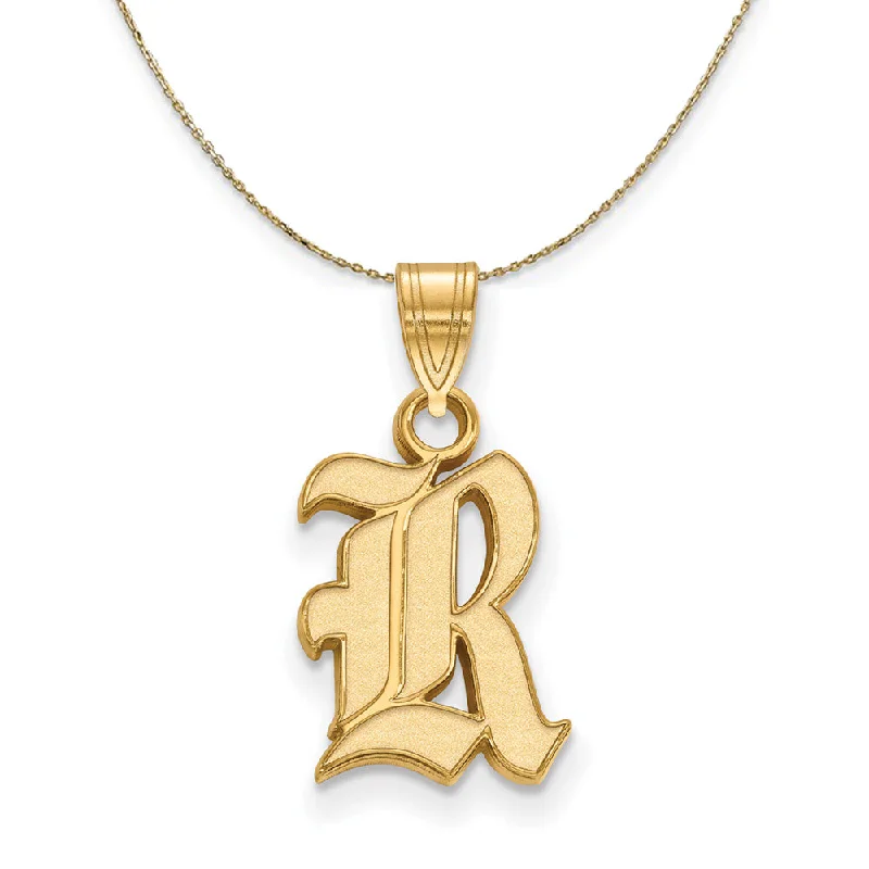 14k Yellow Gold Rice U. Owls Small 'R' Necklace