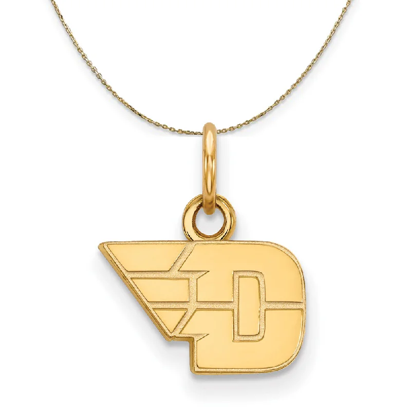 modern sleek crest apex necklace-Velvet wrap necklace-14k Yellow Gold U of Dayton X-Small Necklace