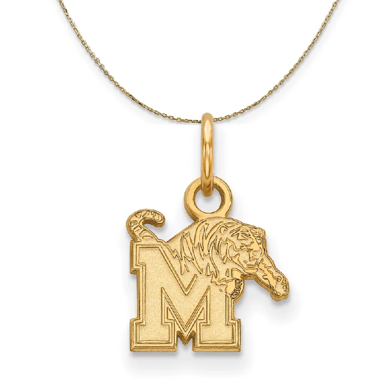 matte silver layer necklace-Solar glow necklace-14k Yellow Gold U. of Memphis XS (Tiny) M Tiger Necklace