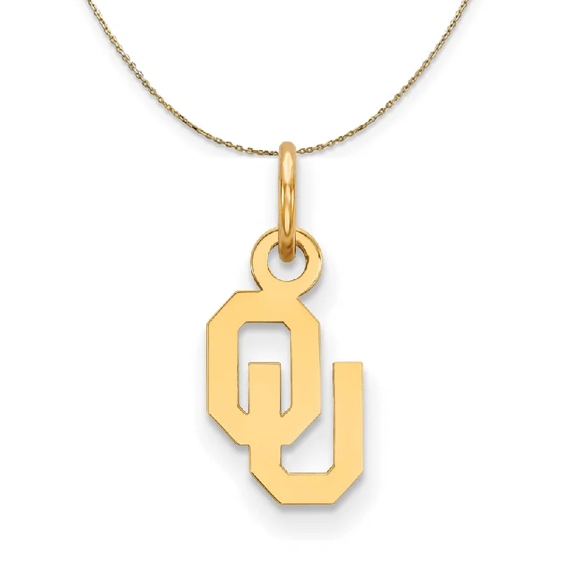 minimalist crest apex necklace-Outer stone necklace-14k Yellow Gold U. of Oklahoma X-Small Necklace