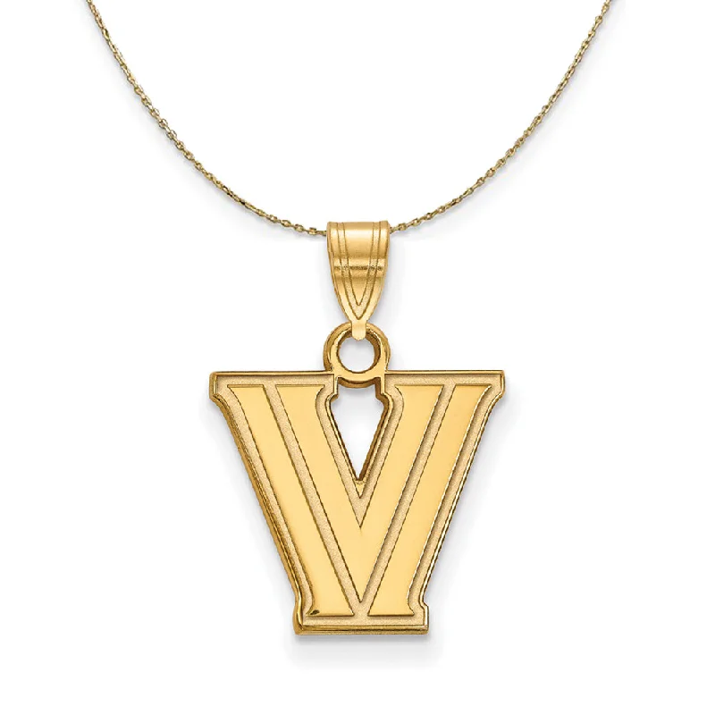 tarnished gold chain necklace-Violet petal necklace-14k Yellow Gold Villanova U. Small 'V' Necklace