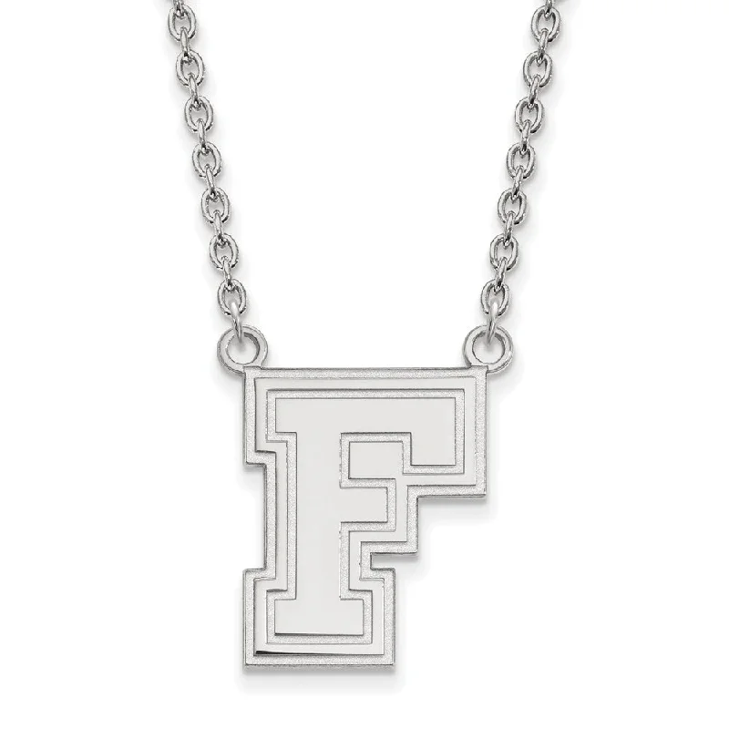 Sterling Silver Fordham U Large Initial F Pendant Necklace