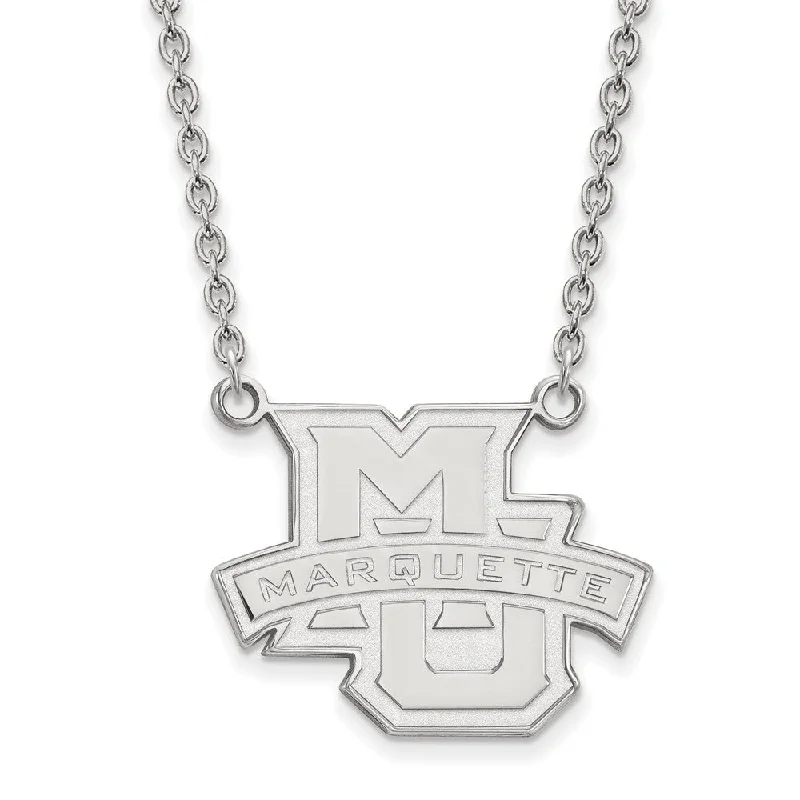 Sterling Silver Marquette U Large Logo Pendant Necklace