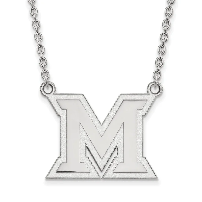 Sterling Silver Miami U Large Initial M Pendant Necklace