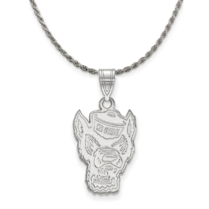 Sterling Silver North Carolina Wolfpack Large Logo Necklace