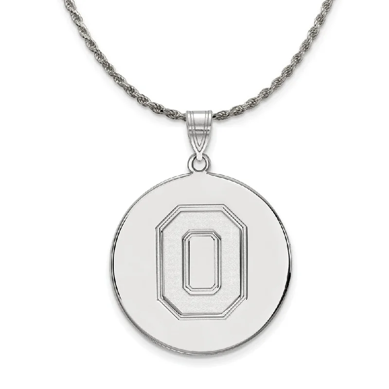 Sterling Silver Ohio State XL Disc Pendant Necklace